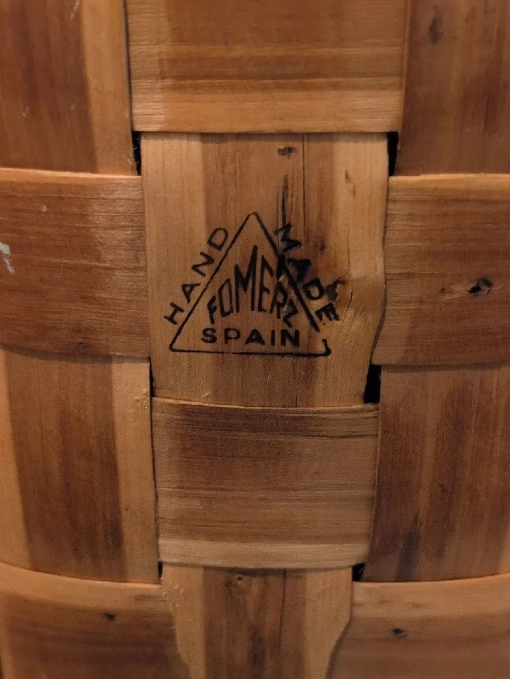 Hand Crafted Woven Wooden Picnic Basket with Handle Made In Spain